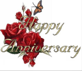 Happy Wedding anniversary card with a red roses. May all your joint goals be achieved easily, love and mutual respect will never leave your family. Free Download 2025 greeting card