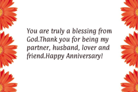 Happy Wedding anniversary, my soulmate. Ecard. Yoy're truly a blessing from God. Thank you for being my partner, husband, lover and friend. Free Download 2025 greeting card