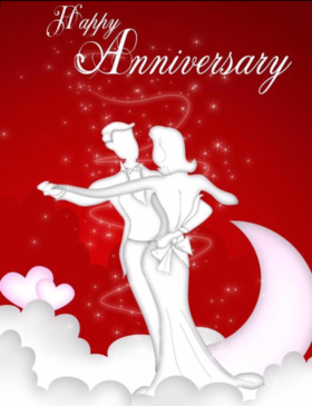 The dancing couple. Greeting card. Congratulations you with an anniversary of the wedding! We wish you all the best, bright and joyful! Free Download 2025 greeting card