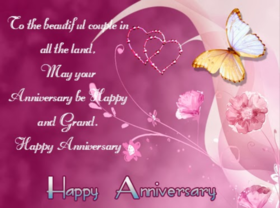 Happy Wedding anniversary to you, my dear. Ecard. Hope you find peace amd fulfillment in each other and enjoy this special day like never before! Free Download 2025 greeting card