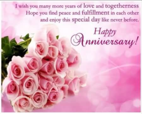 Happy anniversary! Greeting card. I wish you many more years of love and togetherness. Free Download 2024 greeting card