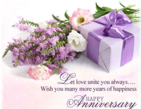 Happy anniversary, dear. Greeting card. Let love unite you always... Wish you many more years of happiness. Free Download 2024 greeting card