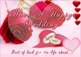 Have a Happy wedding day. Greeting card. Best of luck for the life ahead. Red roses for you. Free Download 2022 greeting card