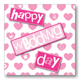 Happy wedding day cute card with a pink hearts. Treasure the precious moments On your Wedding Day That will last a lifetime through Today is your wedding day. Free Download 2024 greeting card