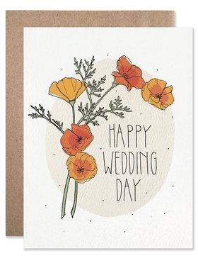 Happy wedding day from this orange flowers. Ecard. Fate brought you together And love will keep you there For God gave you a treasured gift The special bond you share! Free Download 2025 greeting card