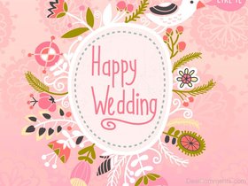 Beautiful wedding ecard. HAppy Wedding. Rose tone. Flowers. Greeting card for free. Free Download 2025 greeting card