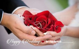 Have a happy Married life. Greeting card. Youre wished a world of happiness, to share as bride and groom. Free Download 2025 greeting card