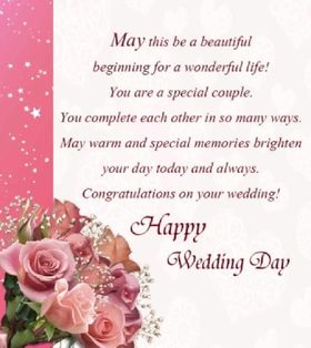 Happy wedding day, to the wife and husband. Ecard. May this be a beautiful beginning foe a wonderful life! You're a special couple. You complete each other in so many ways! Free Download 2024 greeting card