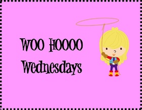 Happy Wednesday! WOO HOOOO Wednesday! Happy Wednesday... WOO HOOOO Wednesday...Good Morning... Little girl. Pink background. Free Download 2022 greeting card
