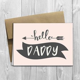 Hello, dear daddy! Card for daddy from me. Download free image. Envelope with postcard for dad. Arrow in the picture. Free Download 2024 greeting card