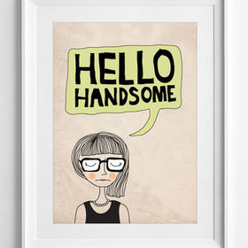 Hello handsome boy! How's tricks? New ecard. Download free images. Card for boy from girlfriend. Pretty girl with glasses. Free Download 2025 greeting card