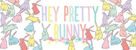 Hey pretty bunny! How's tricks? New ecard. Download free image. Yellow, red, green and blue rabbits. Cute bunny! Free Download 2024 greeting card