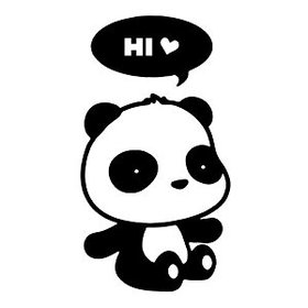 Hi beautiful people! I love the world! Ecard. Download image. Little cute panda says Hello to you. Card with love! Free Download 2024 greeting card
