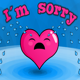 Apology card with pink heart. New ecard for You! I am sorry card. Card with an apology. A crying heart. A pink heart with tears. Free Download 2024 greeting card