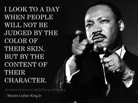 Ecard of Martin Luther King's words. I look to day when people will not be judged by the color of their skin. Quote by Martin. Free Download 2024 greeting card