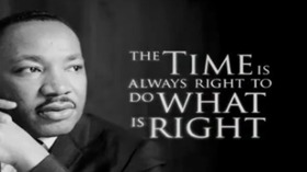 Card of MLK speech. The time is always right to do what is right - MLK. Free Download 2024 greeting card