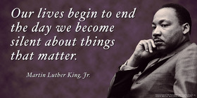 Martin Luther King Jr. speech. Our lives begin to end the day we become silent about tings that matter. Free Download 2025 greeting card