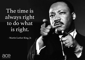 Martin Luther King's words. The time isalways right to do what is right. Quote by Martin. Free Download 2024 greeting card