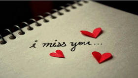 I Miss You... Ecard for my love... I miss you title on notebook. Hearts. Free Download 2024 greeting card