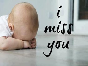 I miss you. Greeting card for him. Baby is so sad, becouse he miss you. Free Download 2025 greeting card