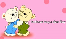 National Hug a Bear Day. I love You! New ecard. National Hug Day... Teddy bears... Love... Boy and girl... Hugs... Free Download 2025 greeting card