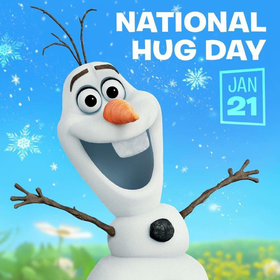 National Hug Day... Olaf congratulates you... National Hug Day...Olaf loves to cuddle ... And do you love Hugging ??? Free Download 2024 greeting card