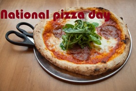 National pizza day card for beloved one. Download a free card for your loved ones. Let's go eat pizza together. I want to eat pizza with you for the rest of my life. Free Download 2024 greeting card