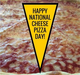 National cheeze pizza day. Postcard for everyone. With National Pizza Day. Cheese pizza. A lot of cheese. hot and delicious pizza. Free Download 2024 greeting card