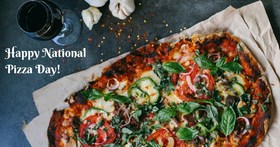 National pizza day card from loving son. National pizza day! Day of pizza. Postcard with pizza for the family. I love you, pizza. Happiness. Have a nice day. Free Download 2025 greeting card