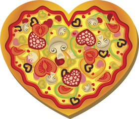 National pizza day! This heart for you. Postcard for the holiday. Pizza in the form of a heart for relatives and friends. share pizza with everyone. Pizza in your heart. Pizza is love. Free Download 2024 greeting card