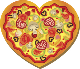 National pizza day! This heart for you. Postcard for the holiday. Pizza in the form of a heart for relatives and friends. share pizza with everyone. Pizza in your heart. Pizza is love. Free Download 2025 greeting card