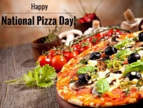 National pizza day, honey. Free image for friends. Pizza unites people. Find your pizza. Share the pizza with a friend. Free Download 2023 greeting card
