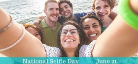 National selfie day! This card for you, my friend. Download free postcard for best friends. National Selphi Day - June 21. A harsh mood. Do not get sick and do selfie more often. Free Download 2024 greeting card