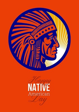 Native american day 2018! New ecard for free. Native american day... Red background... White inscriptions... Free Download 2022 greeting card