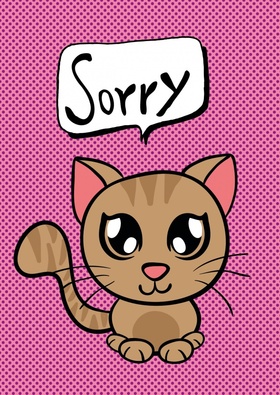 This little kitten asks you for forgiveness. Ecard Do not get excited, do not be offended, I'm sorry very much, believe me! Cute kitty with big eyes. I'm so sorry. Free Download 2024 greeting card