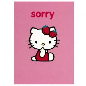 Card with an apology for the little daughter. Hello Kitty on pink background. I am profoundly sorry for this deed. I love you dearly And I'll love you forever! Free Download 2023 greeting card