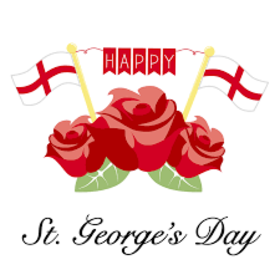 St. George's day card with red roses. I wish you strong health, despite all the years. Well, happiness and luck Will always be there. Free Download 2024 greeting card