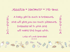 Baby's birth. Ecard. Baby girl is such a treasure. She will give you so much pleasure. Baby girl. A new born baby wishes. Free Download 2024 greeting card