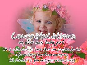 A little baby girl. Ecard. Congratulations on your new baby girl. A new born baby wishes. All the best to you and your whole family. Baby. Free Download 2025 greeting card