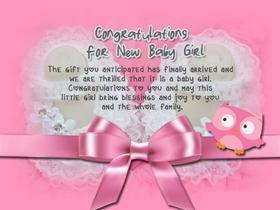 Congratulations for new baby girl. Ecard. Baby girl wishes. Congratulations to you and may this little girl bring blessings and joy to you and the whole family. Free Download 2024 greeting card