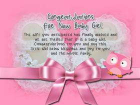 Congratulations for new baby girl. Ecard. Baby girl wishes. Congratulations to you and may this little girl bring blessings and joy to you and the whole family. Free Download 2025 greeting card