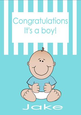 Congratulations! It's a boy! Ecard. Jake. It's a boy. Congratulations on the birth of a new baby. Baby boy wishes. Baby boy postcard. Free Download 2025 greeting card