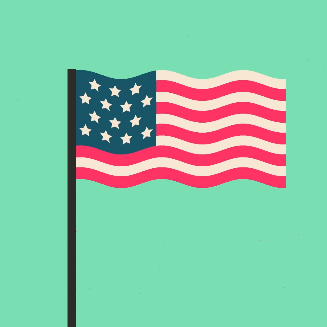 Flag day 2018. Gif ecard for free. Animated greeting card on a turquoise background with a flag. Free Download 2024 greeting card