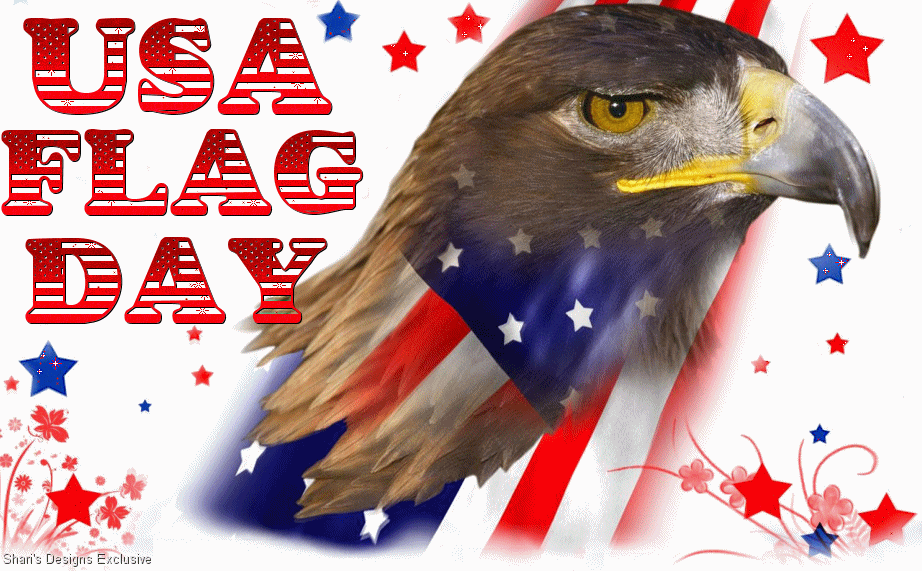 Flag day! New ecard for free. Greeting card. Nice card on a white background with Eagle and large inscriptions. Free Download 2024 greeting card