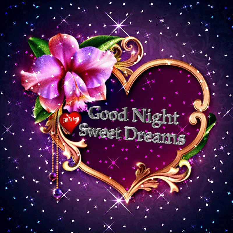Good Night. Bright shining stars. Flower. Gif. Good Night... wishes... sweet Dream... Beautiful good night... Animation. Pink flower. Red heart. Free Download 2023 greeting card