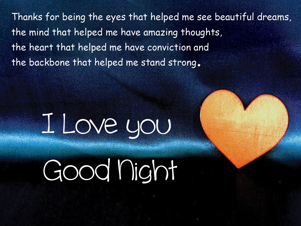 I love You. Good Night. Orange heart. Sky. The best greeting card ...