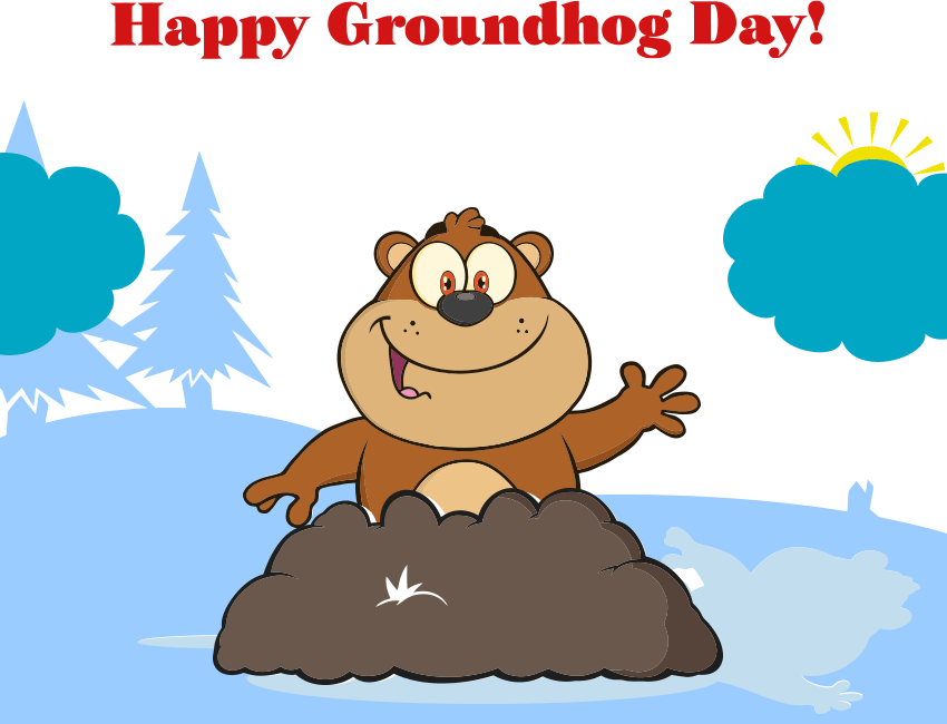 Happy Groundhog day!!! New ecard! The marmot... The sun behind the clouds... Mink... Free Download 2024 greeting card