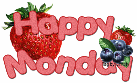 Have a wonderful monday! Gif ecard for free. Monday. Postcard gor Monday with stawberry and blueberries. Free Download 2024 greeting card