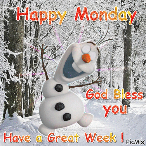 Happy Monday in winter. Gif ecard. Monday. Have a Happy Monday. God bless you. Have a great week. Free Download 2024 greeting card