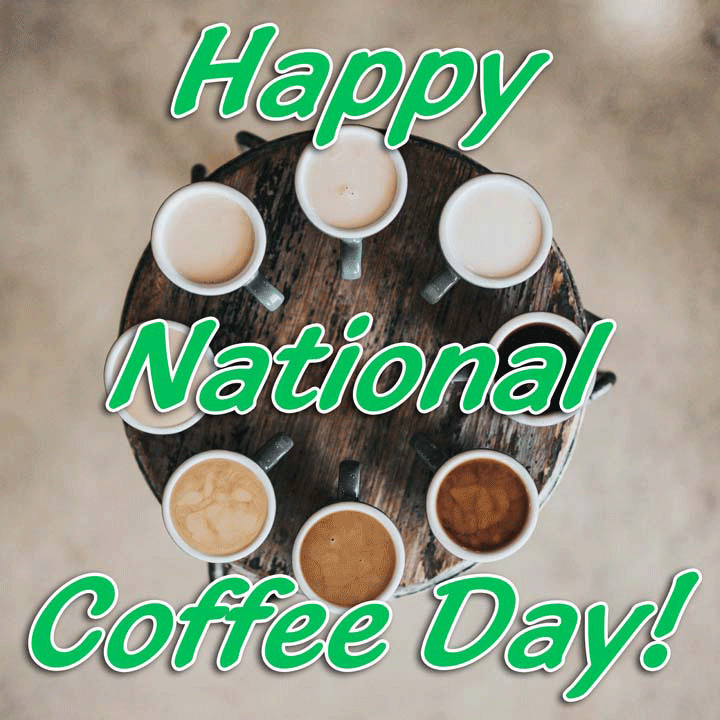 National coffee day card for father. Download a card for the day of coffee. Good morning. Tasty coffee. I love coffee. Morning starts with coffee. Free Download 2024 greeting card